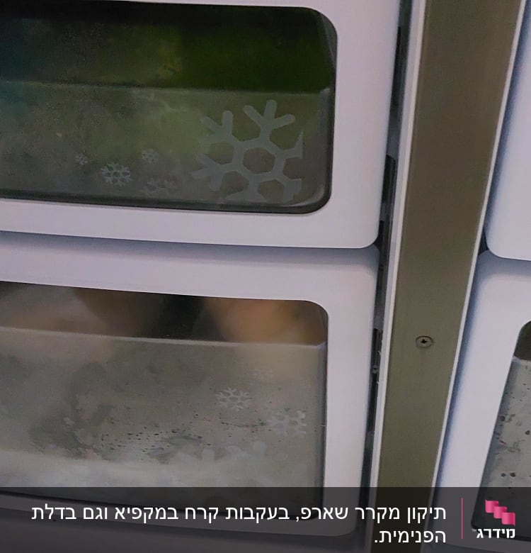 מגירות מקפיא עם עיטורי פתיתי שלג